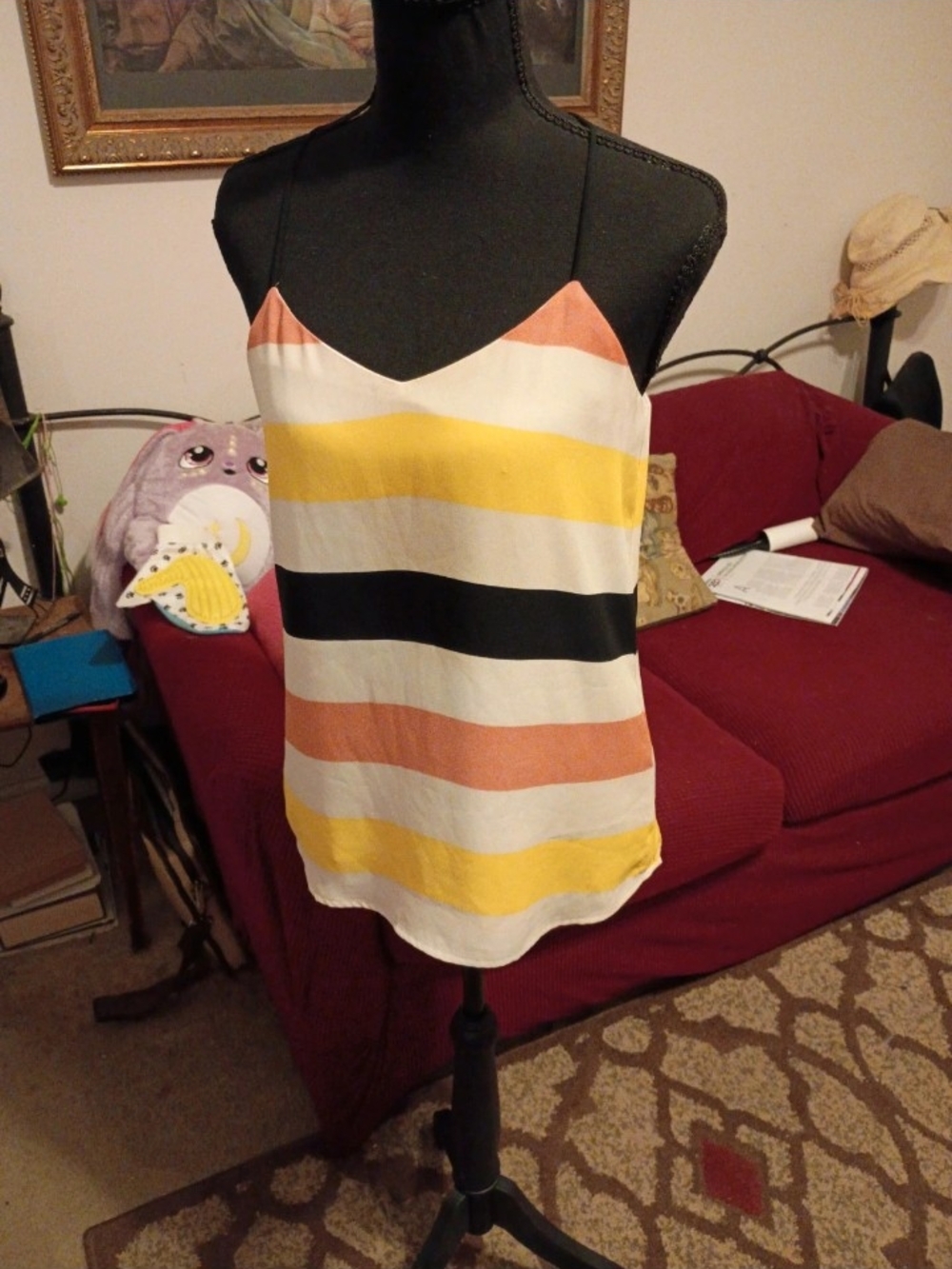 Express Striped Spaghetti-Strap Cami in White, Yellow, Black, Peach